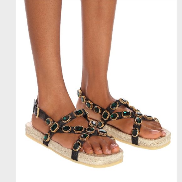 Gucci Shoes - Gucci Grossgrain Espadrille Sandal With Crystals